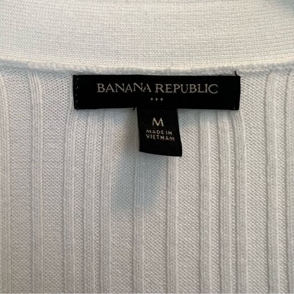 Banana Republic Tailored White Ribbed Long Sleeve Cardigan - Picture 3 of 5